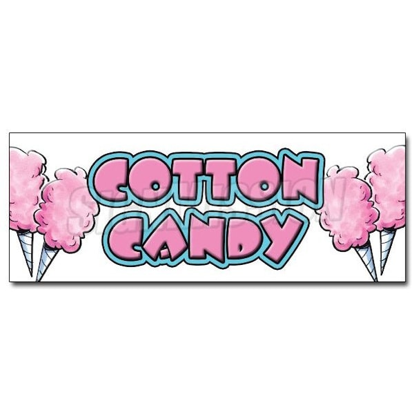 Signmission 12in COTTON CANDY DECAL sticker cart stand trailer fairy floss snack state fair, D-12 Cotton Candy D-12 Cotton Candy - main
